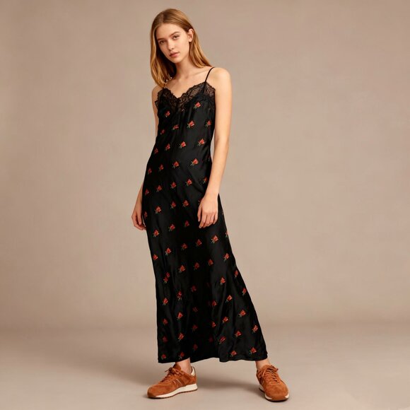 NWOT Farm Rio Embroidered Floral Lace Maxi Dress Size L V-Neck